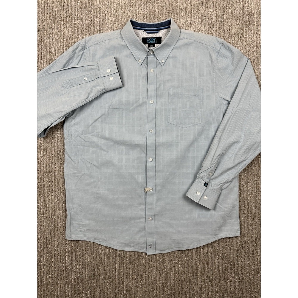 Cody James Core Window Pane Button Down Shirt Mens L Blue Western Long Sleeve